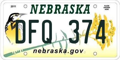 NE license plate DFQ374