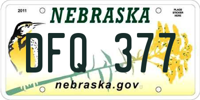 NE license plate DFQ377