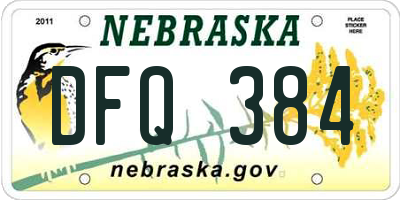 NE license plate DFQ384