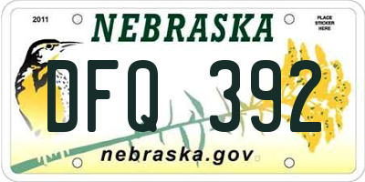NE license plate DFQ392