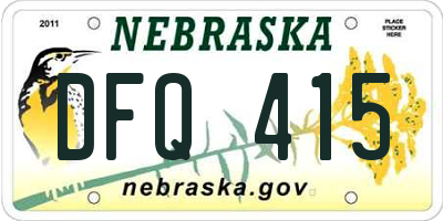 NE license plate DFQ415