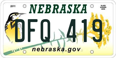 NE license plate DFQ419