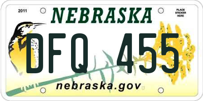 NE license plate DFQ455