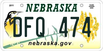 NE license plate DFQ474