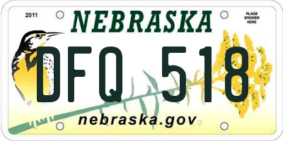 NE license plate DFQ518