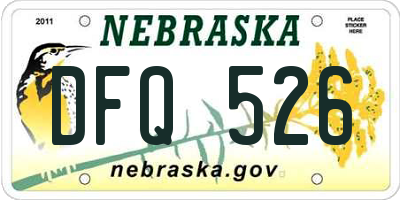 NE license plate DFQ526