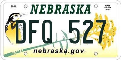 NE license plate DFQ527