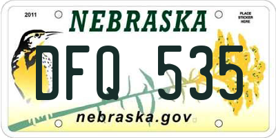 NE license plate DFQ535