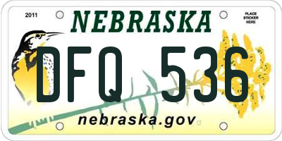 NE license plate DFQ536