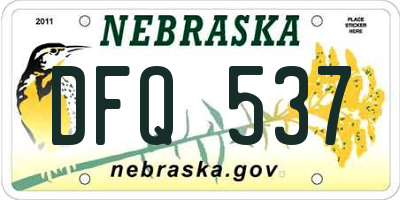 NE license plate DFQ537