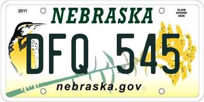NE license plate DFQ545