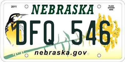 NE license plate DFQ546
