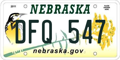 NE license plate DFQ547