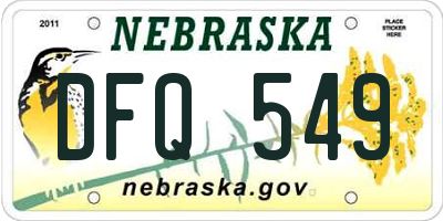NE license plate DFQ549