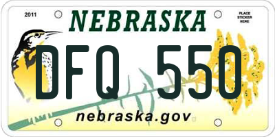 NE license plate DFQ550