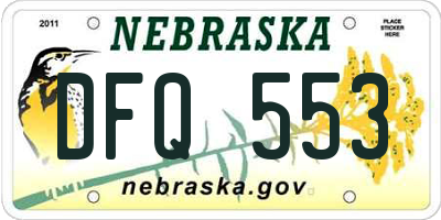 NE license plate DFQ553