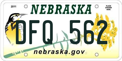 NE license plate DFQ562