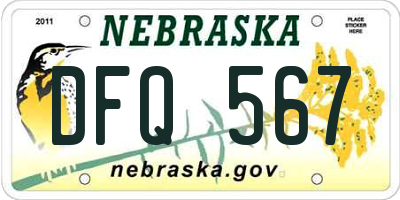 NE license plate DFQ567