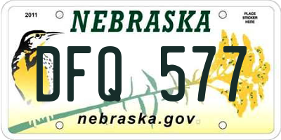 NE license plate DFQ577