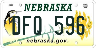 NE license plate DFQ596