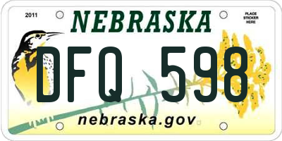 NE license plate DFQ598