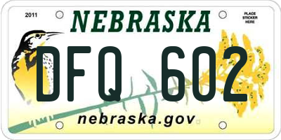 NE license plate DFQ602