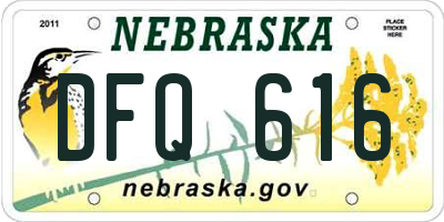 NE license plate DFQ616