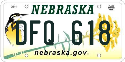 NE license plate DFQ618