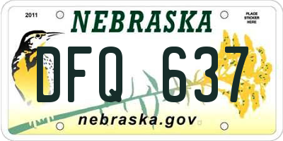 NE license plate DFQ637