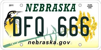 NE license plate DFQ666