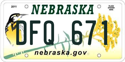 NE license plate DFQ671