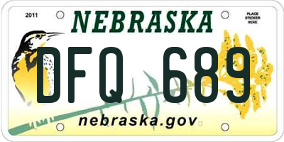 NE license plate DFQ689