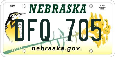 NE license plate DFQ705