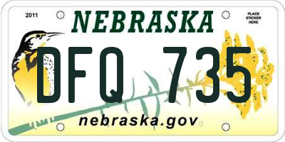 NE license plate DFQ735