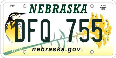 NE license plate DFQ755