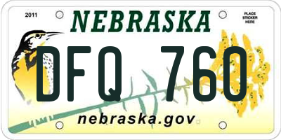 NE license plate DFQ760