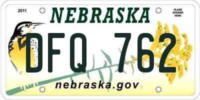 NE license plate DFQ762
