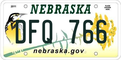 NE license plate DFQ766