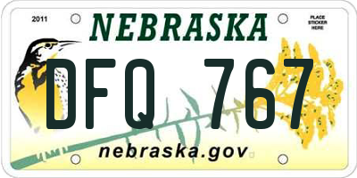 NE license plate DFQ767