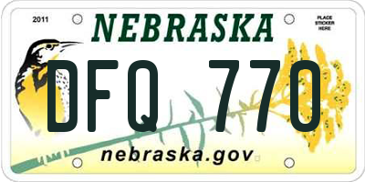 NE license plate DFQ770