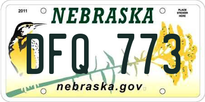 NE license plate DFQ773