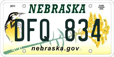 NE license plate DFQ834
