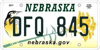 NE license plate DFQ845