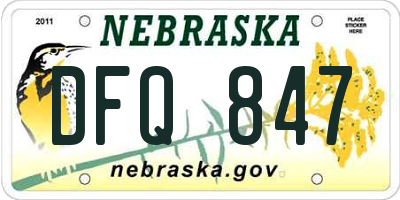 NE license plate DFQ847
