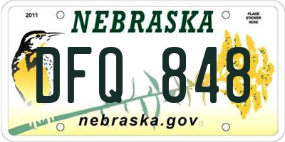 NE license plate DFQ848