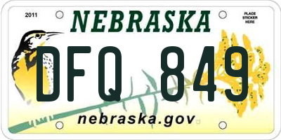 NE license plate DFQ849