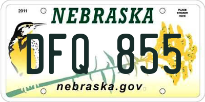 NE license plate DFQ855