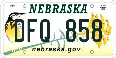 NE license plate DFQ858