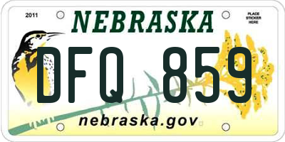 NE license plate DFQ859