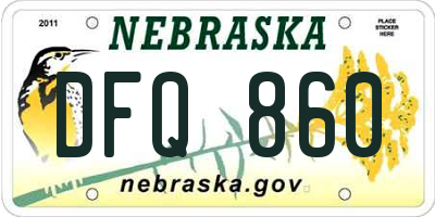 NE license plate DFQ860